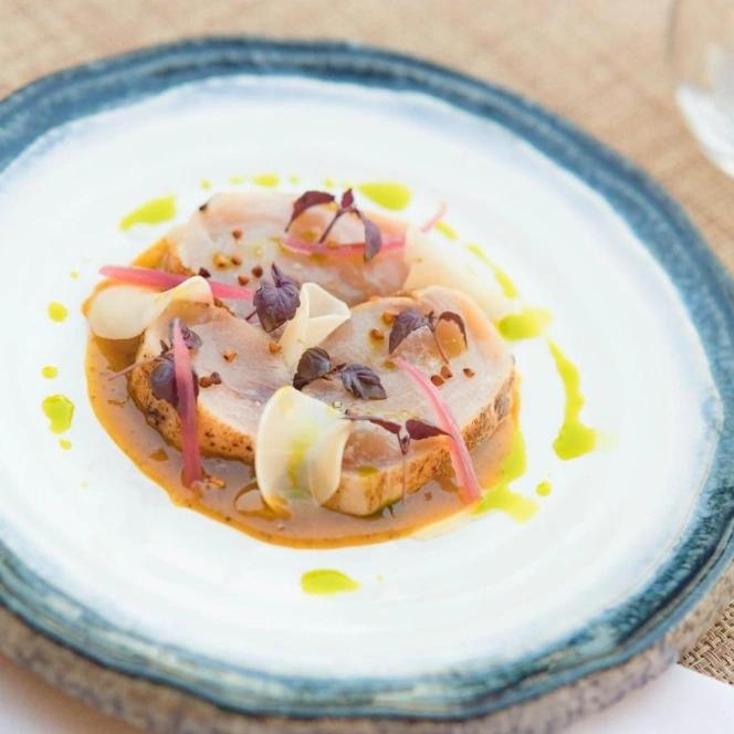 Entrée gastronomique du restaurant de l'hôtel 4 étoiles San Lucianu en Haute-Corse